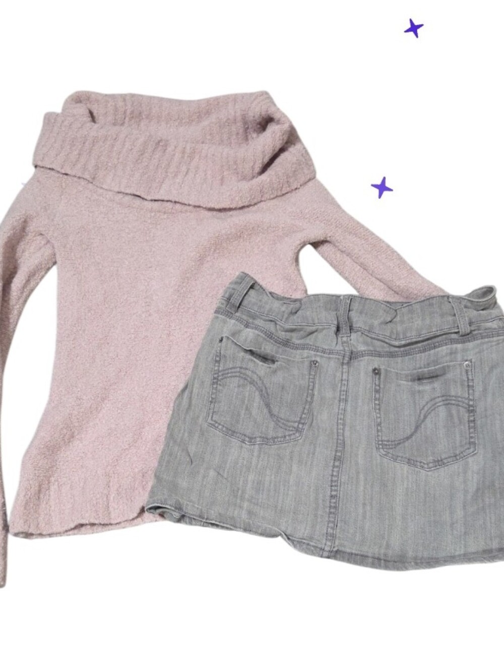 Vtg Med Moda Sweater And Grey Denom 7/8 Moni Skirt Vtg